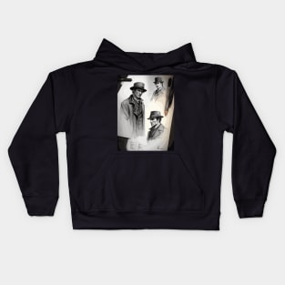 Pencil drawing. Male portrait Kids Hoodie